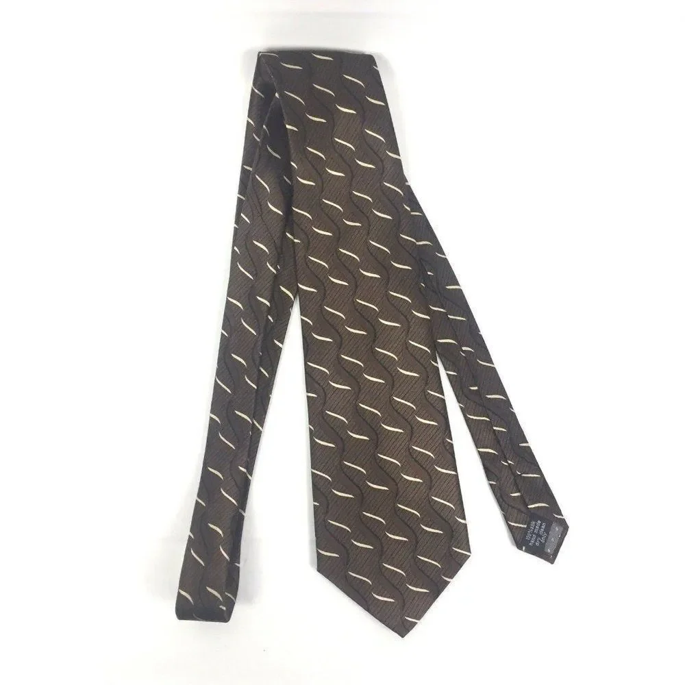 Salvatore Pellegrino Mens Necktie Brown Black Crea - Picture 3 of 6
